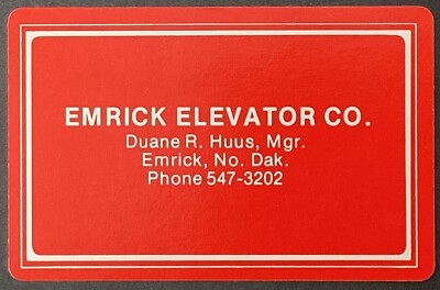 Emrick Elevator Co Emrick ND Ad Vintage Single Swap Playing Card Ace Spades