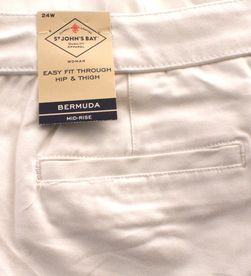 St Johns Bay Secretly Slender Bermuda Shorts Womens Plus 24W White, Mid Rise NEW - Image 3 of 3