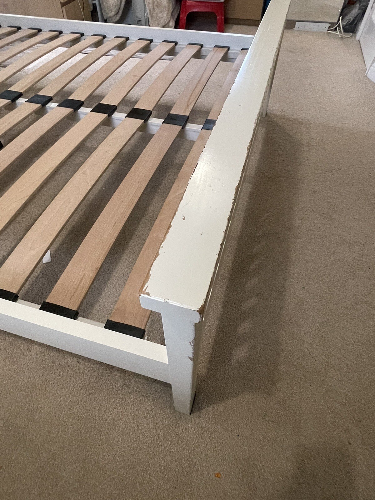 White wooden king size bed frame eBay