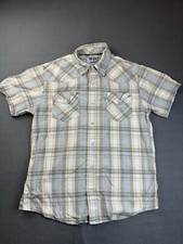 Levi Strauss Mens Short Sleeve Pearl Snap Up Plaid Collar Shirt Medium FLAWS