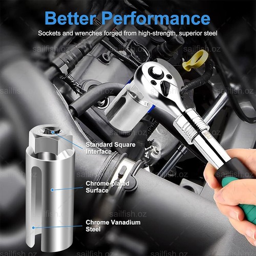 5-Piece Oxygen Sensor Socket Wrench O2 Tool Remover/Installer Vacuum Switch Tool - Picture 6 of 12
