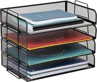 Mind Reader Stackable Paper Tray, Desktop Organizer, File Storage, Black 