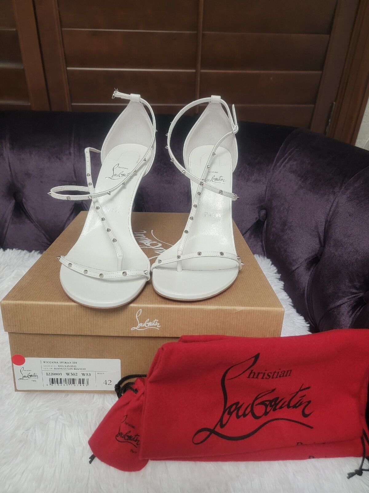 Louboutin White Studded Heels