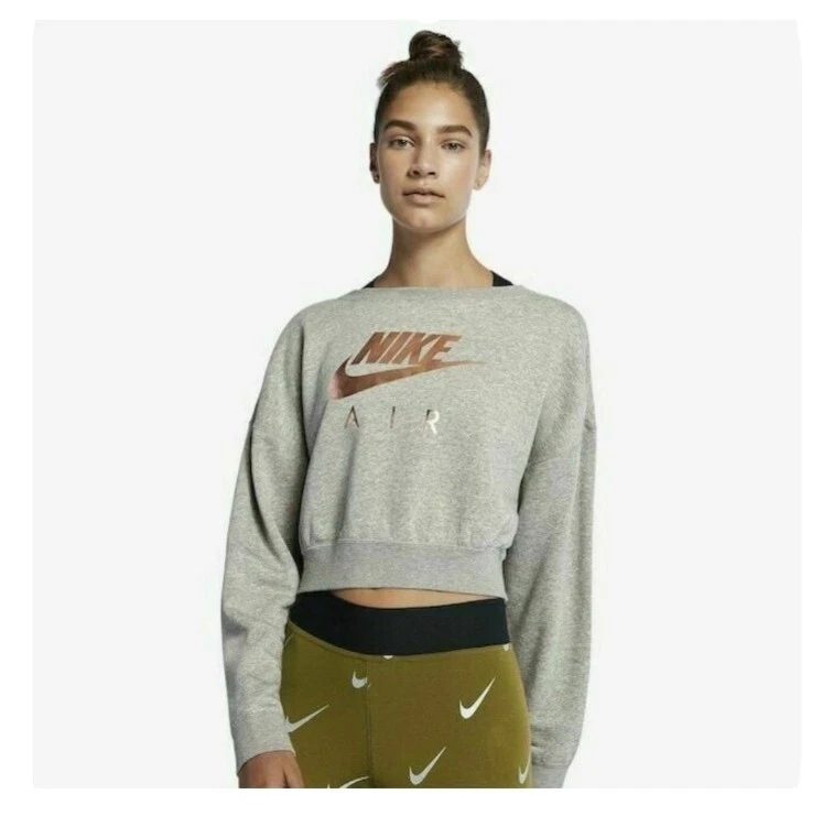 Nike Air Rally Metallic Grey/Rose Gold Women&#039;s Crew Sweatshirt Womans | eBay