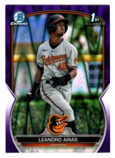 Leandro Arias 2023 Bowman Chrome 1st Year Purple RayWave Refractor /250 Orioles