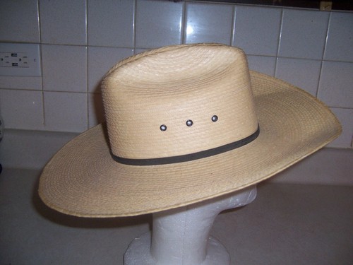Men's Beige Palm Leaf Straw Hat EDDY BROTHERS HAT CO. Size 7 - 56CM - Picture 4 of 8