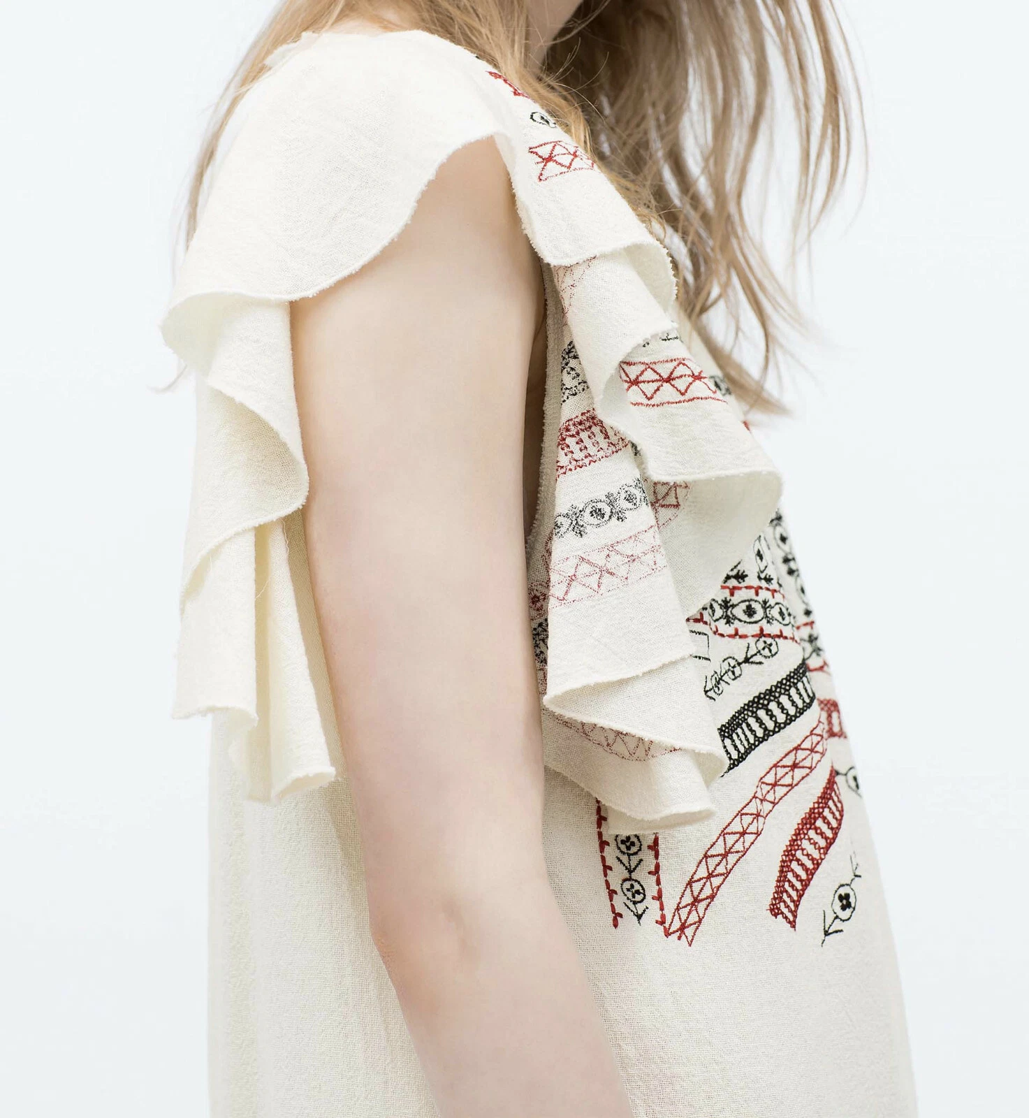 OFF WHITE ZARA NUOVO ABITO CORTO DONNA RICAMATO BIANCO SPORCO S M 5598 002