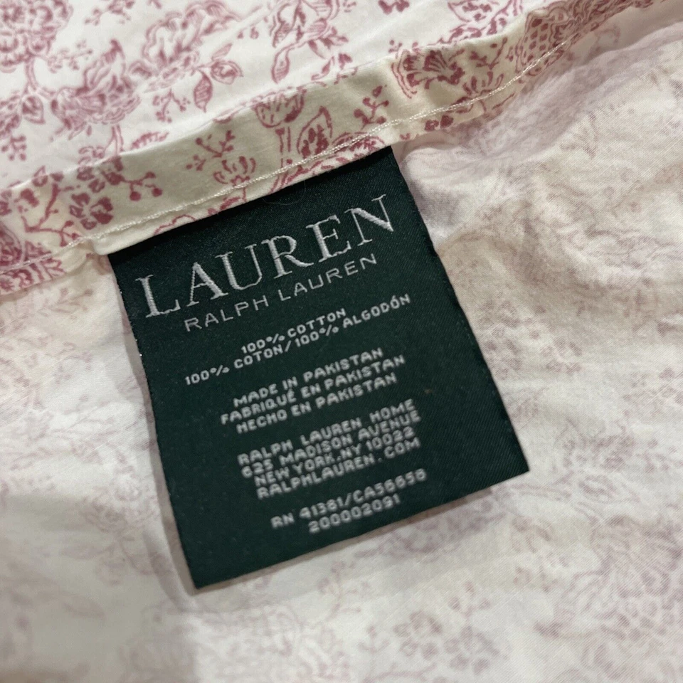 Ralph Lauren, Red And White Floral Toile King Flat Sheet cotton percale - Image 3 of 4