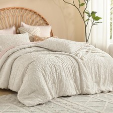 Litanika King Comforter Set Beige 3pc Fluffy All Season Boho Bedding 104x90"