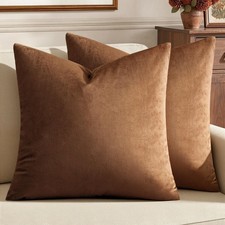 Velvet Throw Pillow Covers 18x18 Inch Pack of 2 Chocolate