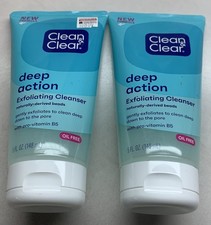 2 X Clean  Clear Oil-Free Deep Action Exfoliating Facial Cleanser Scrub 5 Oz Ea