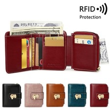 Women Small Leather Wallet RFID Blocking Credit Card Holder Mini Trifold Purse