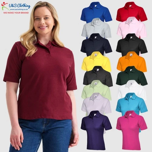 Uneek Women's Classic Polo Shirt Ladies Plain Short Sleeve Casual Polo Tee Shirt