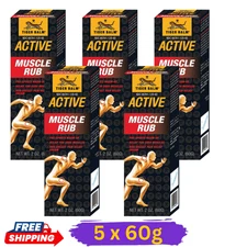5 X Tiger Balm Active Muscle Rub 60g Non-Greasy Pre-Warmup Cream EXP10/2027