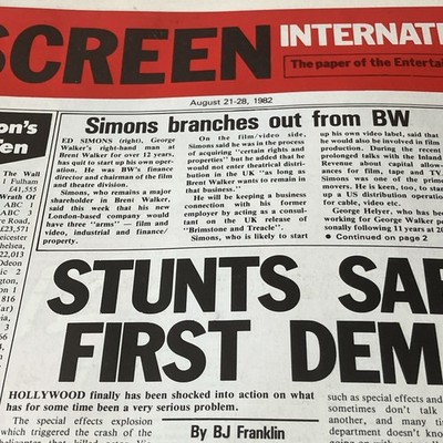 Screen international 1982. Burt Reynolds. Michael Pennington. Richard Harris.