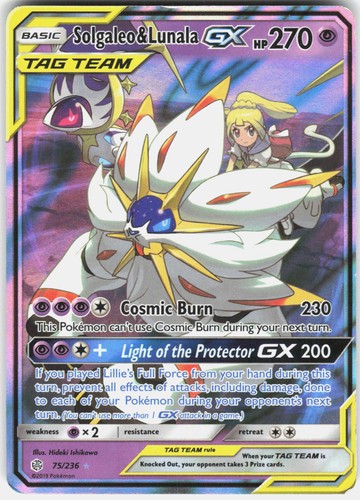 Solgaleo & Lunala GX 75/236 Holo Ultra Rare Cosmic Eclipse Pokemon MP