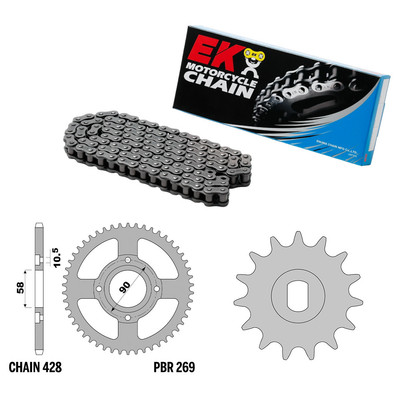2020-2023 BRIXTON CROSSFIRE XS 125 Chain Crown Sprocket Kit 428 PBR EK2132