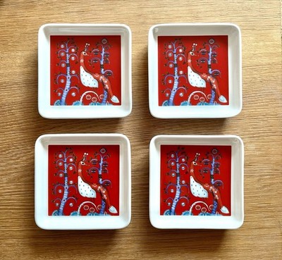 NEU  4x iittala Taika Teller 12x12 cm rot Untersetzer Untertasse Scandi Finland