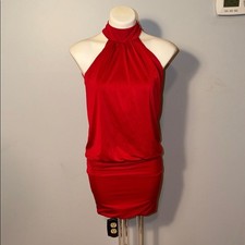 Frederick of Hollywood vintage red halter Bodycon dress. Size X-Small. Y2K