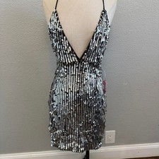 NWT Mini Silver Sequin Dress Size Small