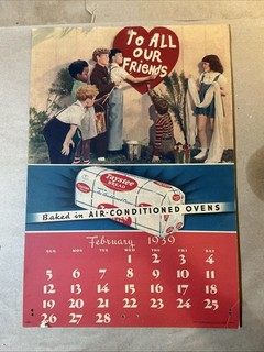 February 1939 Taystee Bread Our Gang Advertising Calendar As Is INV AC07 08