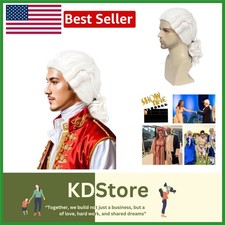 Regal White Colonial Judge Wig for Men - Perfect for Historical Costume Events