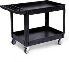 Large Utility Service Cart Rolling Cart 2 Shelf 550LBS with 360  Swivel Wheels