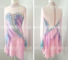 Figure Skating Dress Ice Skating Dress Competition Skating Wear pink dyeing