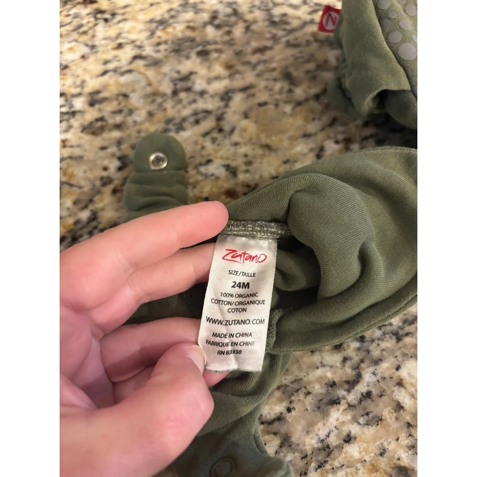 Botines de bebé Zutano con agarre de algodón orgánico 24 meses verde y tostado Foto 2 de 4