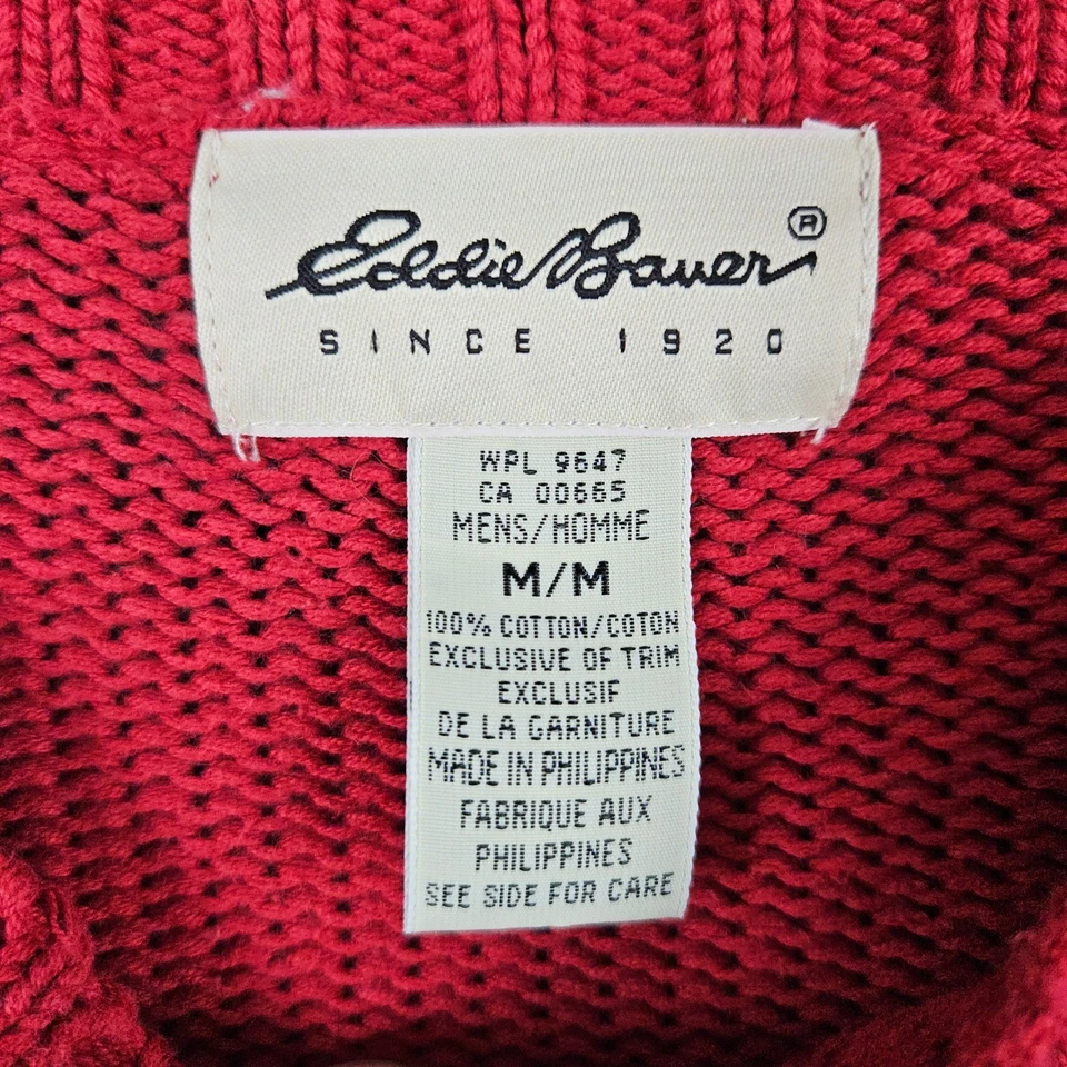 Suéter Pullover Eddie Bauer Para Hombre Talla M Rojo 100% Algodón Cuello Redondo Manga Larga Foto 2 de 4