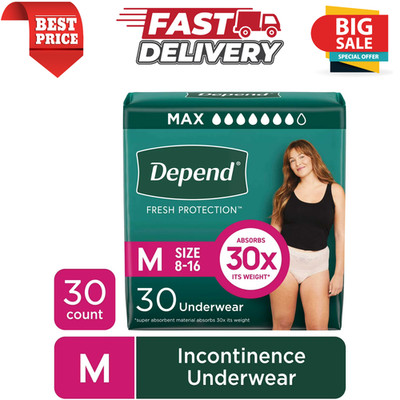 30 Count Depend Fresh Protection Medium Adult Incontinence Underwear For Women