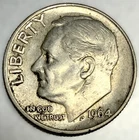 1964 - P Roosevelt Dime - Circulated Condition - 90% Silver - US Coin - 3985