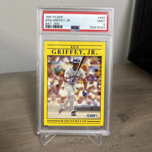 1991 Fleer #450 Ken Griffey Jr. Bat .300 Graded PSA Mint 9