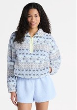 No Boundaries Plush Half-Zip Pullover, Women's Size XL 16-18 Blue Fair Isle