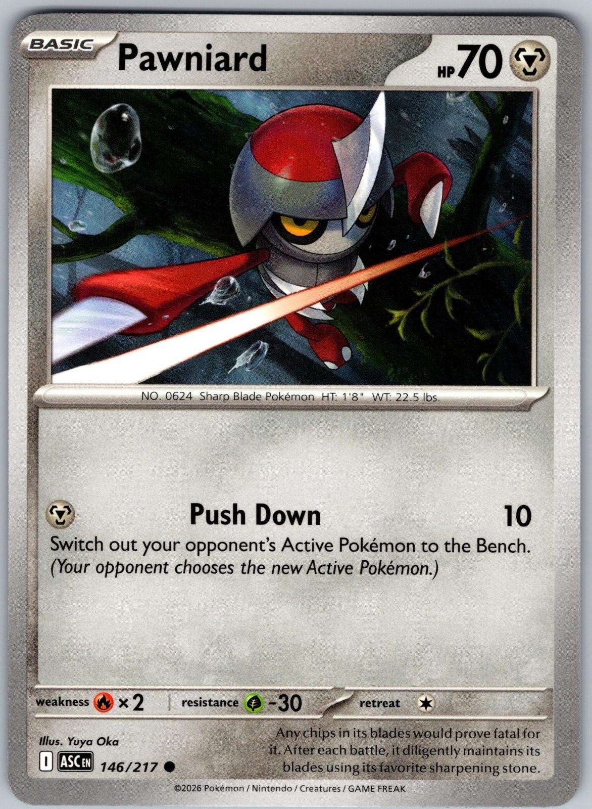 Pawniard 146/217 Common Ascended Heroes Pokemon Near Mint