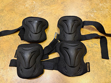 Black Knee  Elbow Protective Pad Set w/ Hard Shells, Size M 4 Pads children