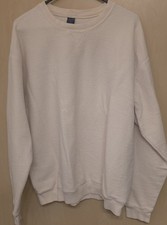 Vntg 90's Mens Sz LG Lands' End Sweatshirt White Cotton Crewneck USA Textured