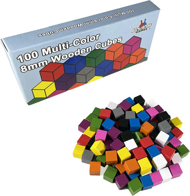 100 Wooden Cubes, Family Games Accessories   Multi-Color Board Game Tokens Ideal