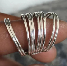 925 Sterling Silver, Solid Silver, Band Ring, Unisex, Multi Layered Ring
