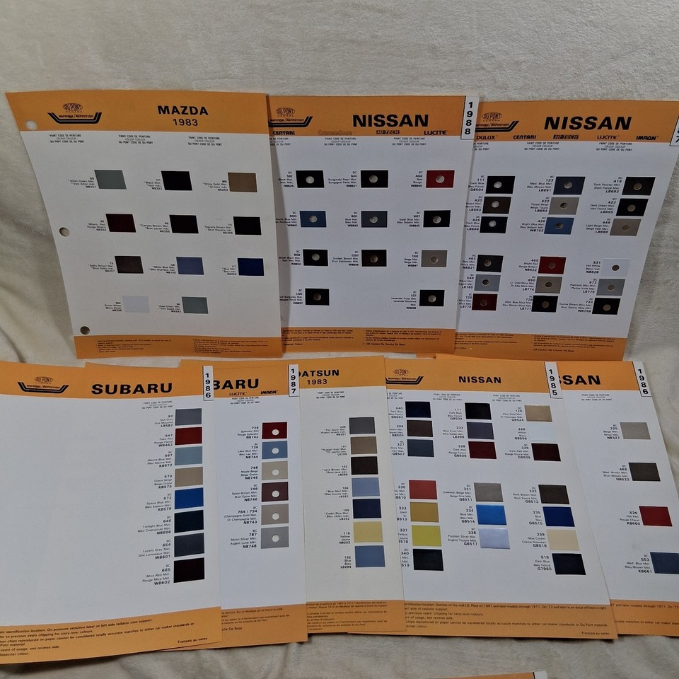 N99 Color Code Vtg Dupont Automotive Paint Chip Code Lot Refinish Colors Ford GM Honda ...