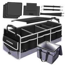 Car Trunk Organizer with Portable Leak Proof Cooler Bag, 3 Compartments Black
