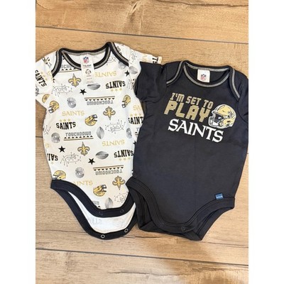 NFL Gerber New Orleans Saints Baby Bodysuits 2 Pack Black White 0-3 Months