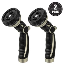 RESTMO 9 Spray Hose Nozzle Heavy Duty, Metal Water Hose Sprayer for Garden,Black