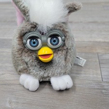 Vintage 1999 Furby Buddies Tiger Plush Beanbag Toy Tan White 70-700