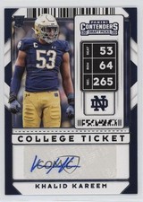 2020 Contenders Draft Picks College Ticket Blue Foil Khalid Kareem Auto 0j15