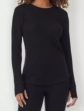 Cuddl Duds Womens Cozy Stretch Crew Neck Long Sleeve Thermal Shirt, Small, Black