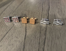 Lot of 3 Pairs Mens Metal Cufflinks Multicolo...