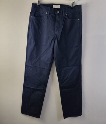 M&S Men's Straight Fit Cotton Trousers Navy W32'' L31'' New