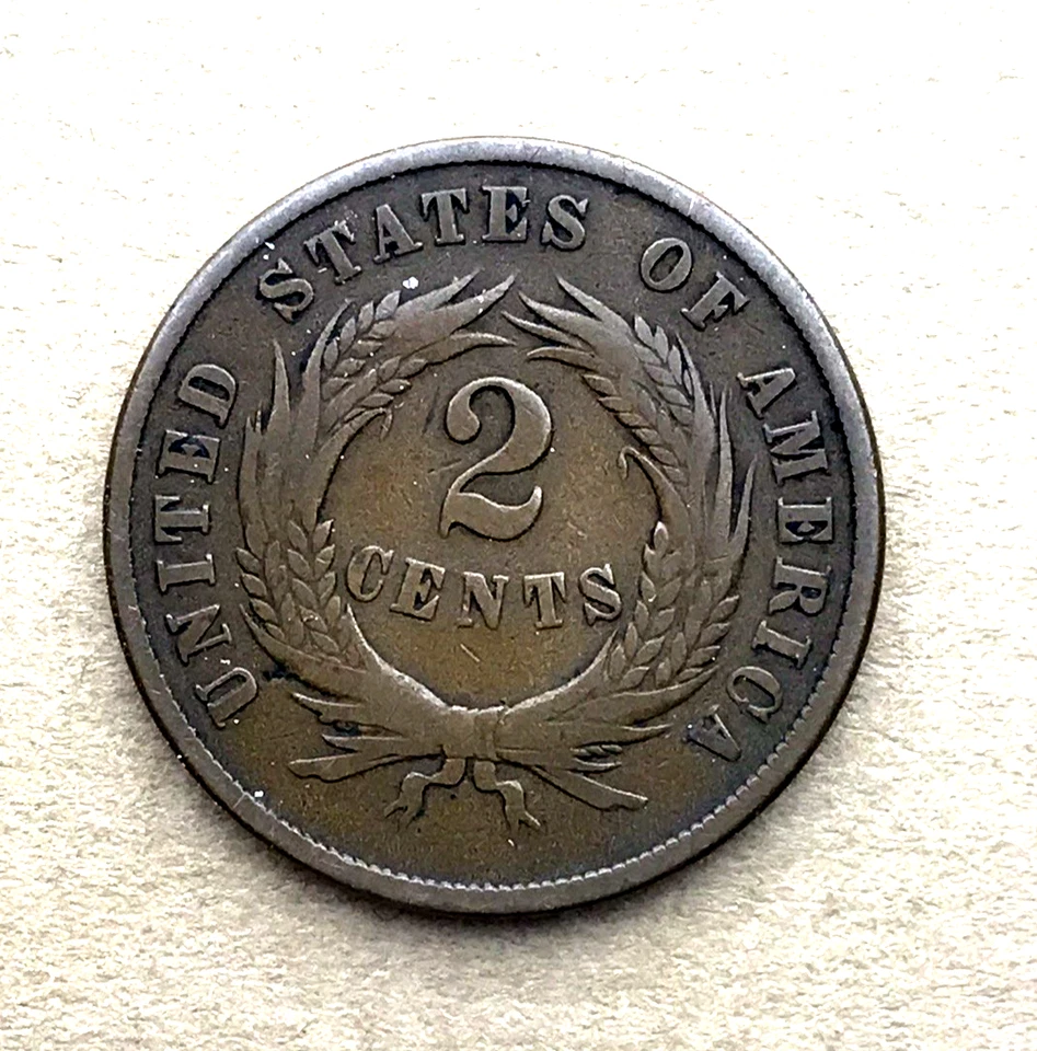 1870 Obsolete Two Cent Piece Better Date - Low mintage only 861,250 US Coins 2C - Image 3 of 4