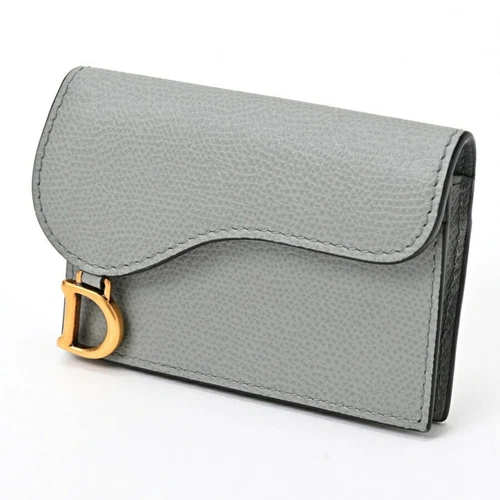 Etui porte carte Dior Saddle Bloom S5611CBAA cuir de veau grainé gris... GZl154mg